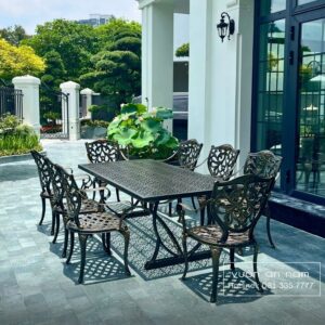 Bộ bàn ghế ngoài trời BG-2.0M1 bàn chữ nhật 8 ghế