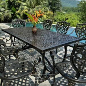 Bộ bàn ghế ngoài trời BG-2.0M1 bàn chữ nhật 8 ghế