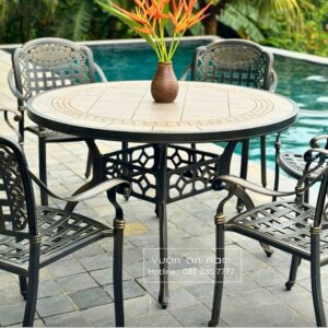 Bộ bàn ghế ngoài trời BG-D120M bàn tròn 6 ghế