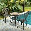 Bộ bàn ghế ngoài trời nhôm đúc BG-02M bàn mặt đá D60cm