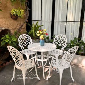 Bộ bàn ghế nhôm đúc BG-017 bàn tròn D70cm