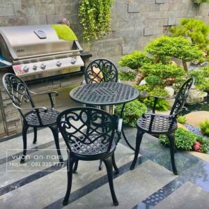 Bộ bàn ghế nhôm đúc BG-017 bàn tròn D70cm