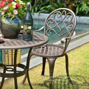 Bộ bàn ghế nhôm đúc BG-017 bàn tròn D70cm
