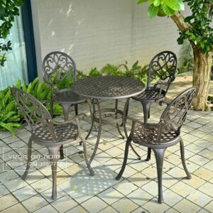 Bộ bàn ghế nhôm đúc BG-017 bàn tròn D70cm