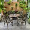 Bộ bàn ghế nhôm đúc BG-22N màu nâu bàn D100cm