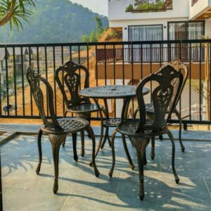 Bộ bàn ghế nhôm đúc BG-D65N màu nâu bàn D65cm