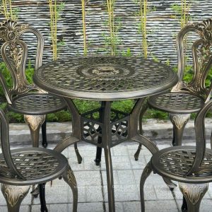 Bộ bàn ghế nhôm đúc BG02-D80N bàn D80cm