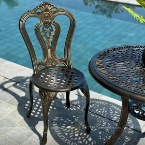 Bộ bàn ghế nhôm đúc BG02-D80N bàn D80cm