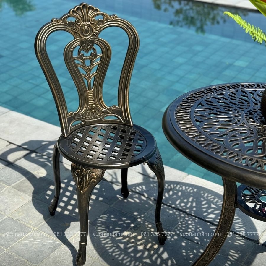 Bộ bàn ghế nhôm đúc BG02-D80N bàn D80cm