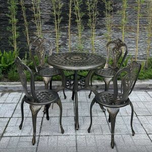 Bộ bàn ghế nhôm đúc BG02-D80N bàn D80cm