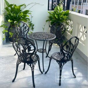 Bộ bàn ghế sân vườn BG-012 bàn tròn D60cm