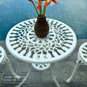 Bộ bàn ghế sân vườn BG-012 bàn tròn D60cm