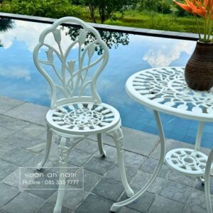 Bộ bàn ghế sân vườn BG-012 bàn tròn D60cm