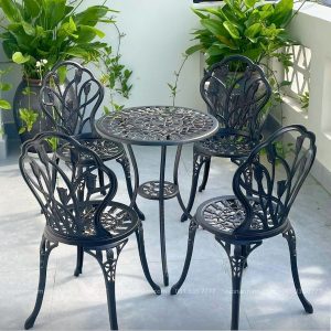 Bộ bàn ghế sân vườn BG-012 bàn tròn D60cm