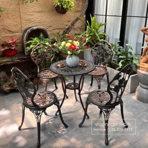 Bộ bàn ghế sân vườn BG-027 bàn tròn D60cm