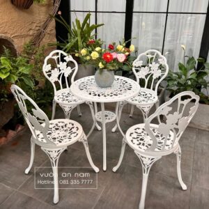 Bộ bàn ghế sân vườn BG-027 bàn tròn D60cm