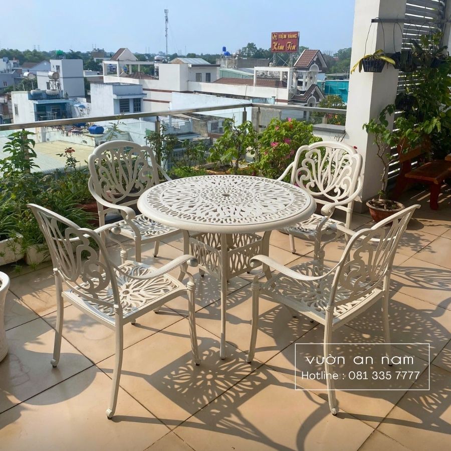 Bộ bàn ghế sân vườn BG-03 bàn tròn D100cm