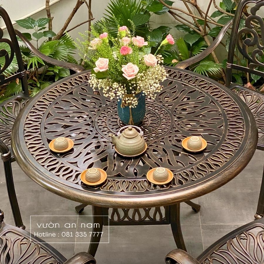 Bộ bàn ghế sân vườn BG-03 bàn tròn D100cm