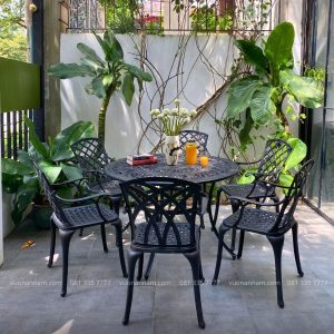 Bộ bàn ghế sân vườn BG-1.2TN màu nâu 6 ghế