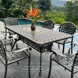 Bộ bàn ghế sân vườn BG-1.7CN bàn chữ nhật 6 ghế