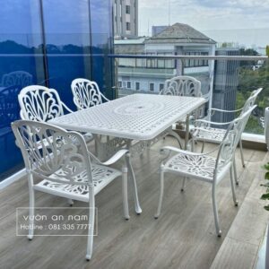 Bộ bàn ghế sân vườn BG-1.7CN bàn chữ nhật 6 ghế