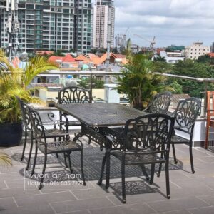 Bộ bàn ghế sân vườn BG-1.7CN bàn chữ nhật 6 ghế