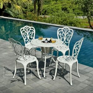 Bộ bàn ghế sân vườn BG-14 bàn tròn D70cm