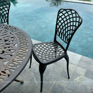 Bộ bàn ghế sân vườn BG-16 màu nâu bàn D90cm