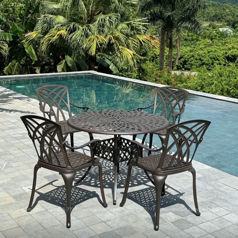 Bộ bàn ghế sân vườn BG-19 bàn tròn D100cm