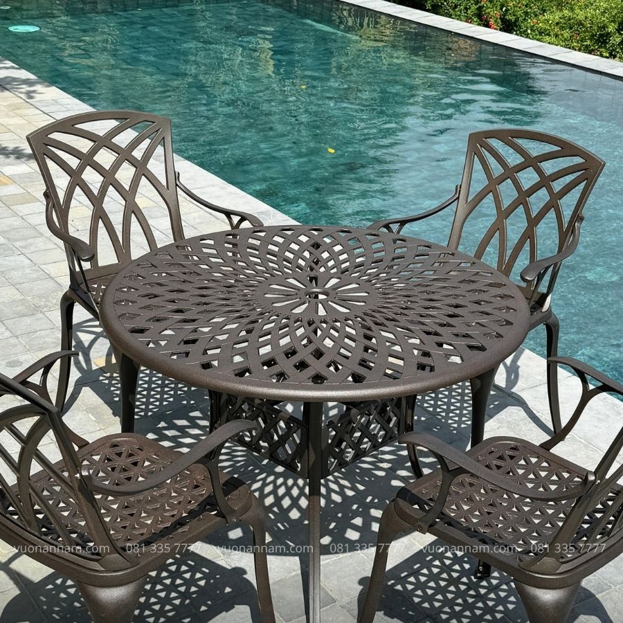 Bộ bàn ghế sân vườn BG-19 bàn tròn D100cm