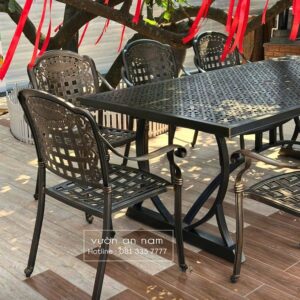 Bộ bàn ghế sân vườn BG-2.0M bàn chữ nhật 8 ghế