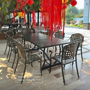 Bộ bàn ghế sân vườn BG-2.0M bàn chữ nhật 8 ghế