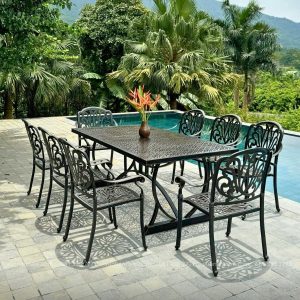 Bộ bàn ghế sân vườn BG-2.0M bàn chữ nhật 8 ghế