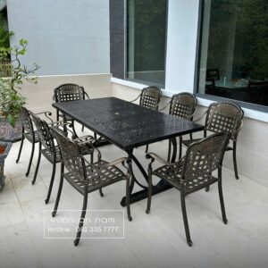 Bộ bàn ghế sân vườn BG-2.0M bàn chữ nhật 8 ghế