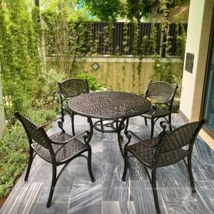 Bộ bàn ghế sân vườn BG-20 màu nâu bàn D100cm