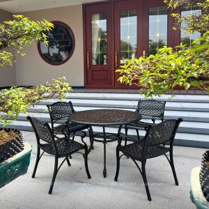 Bộ bàn ghế sân vườn BG-20 màu nâu bàn D100cm