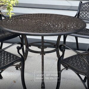 Bộ bàn ghế sân vườn BG-20 màu nâu bàn D100cm