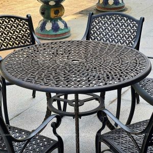 Bộ bàn ghế sân vườn BG-20 màu nâu bàn D100cm