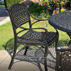 Bộ bàn ghế sân vườn BG-20 màu nâu bàn D100cm