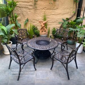 Bộ bàn ghế sân vườn BG-23 bàn tròn D100cm