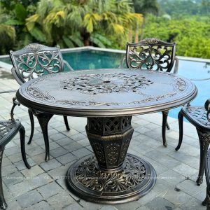 Bộ bàn ghế sân vườn BG-D120N bàn tròn 6 ghế