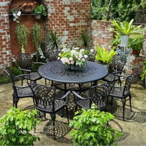 Bộ bàn ghế sân vườn BG-D150 bàn tròn 8 ghế