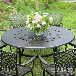 Bộ bàn ghế sân vườn BG-D150 bàn tròn 8 ghế