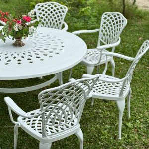 Bộ bàn ghế sân vườn BG-D150 bàn tròn 8 ghế