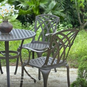 Bộ bàn ghế sân vườn BG-D80C màu cát D80cm