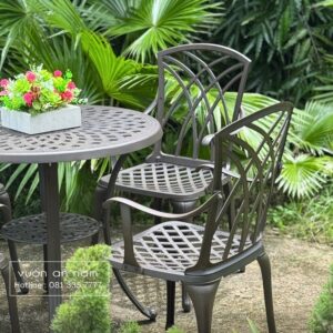 Bộ bàn ghế sân vườn BG-D80C màu cát D80cm