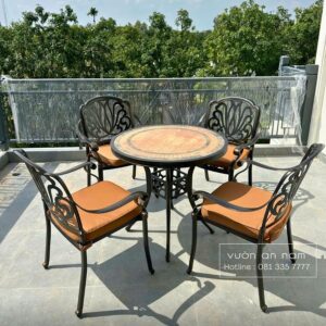 Bộ bàn ghế sân vườn BG-D80M bàn tròn 4 ghế