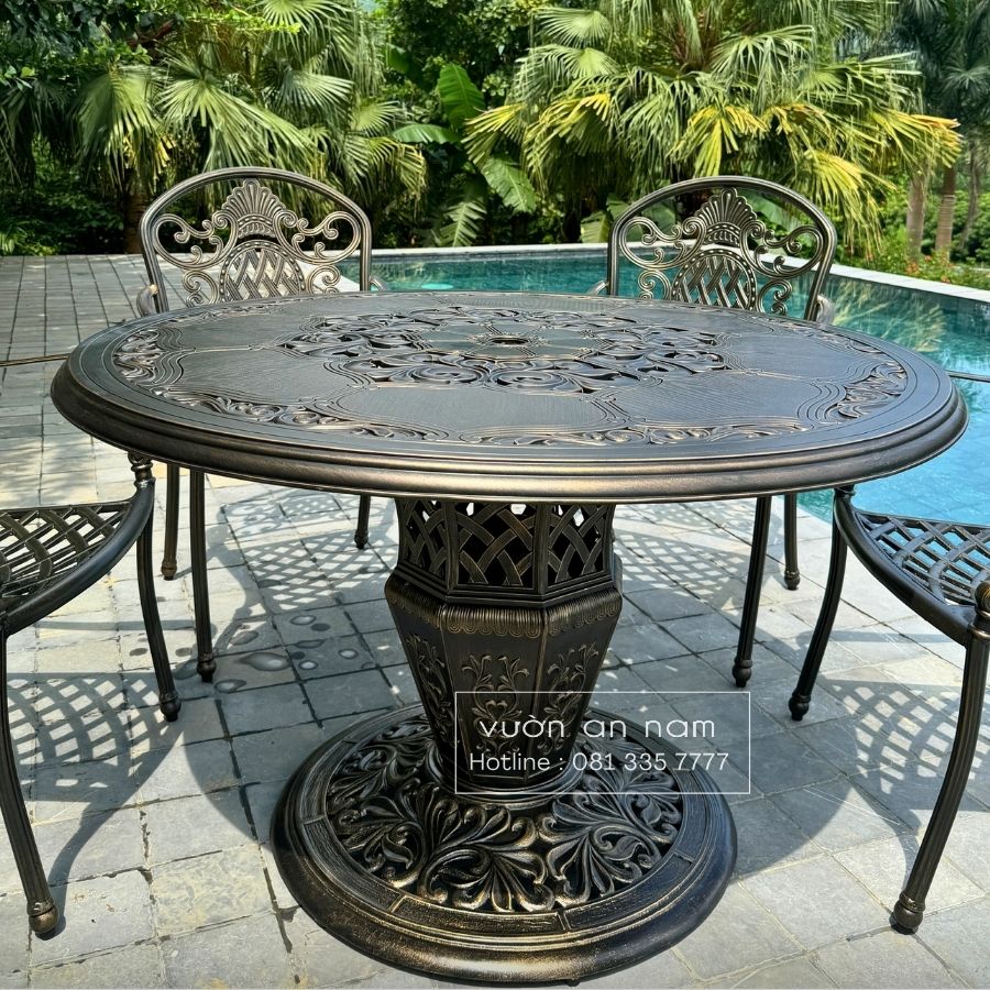 Bộ bàn ghế sân vườn BG-TN bàn tròn 6 ghế