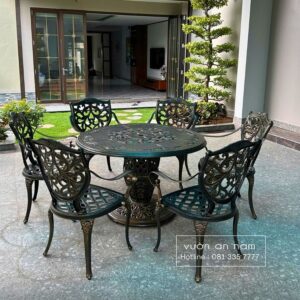 Bộ bàn ghế sân vườn BG-TN bàn tròn 6 ghế