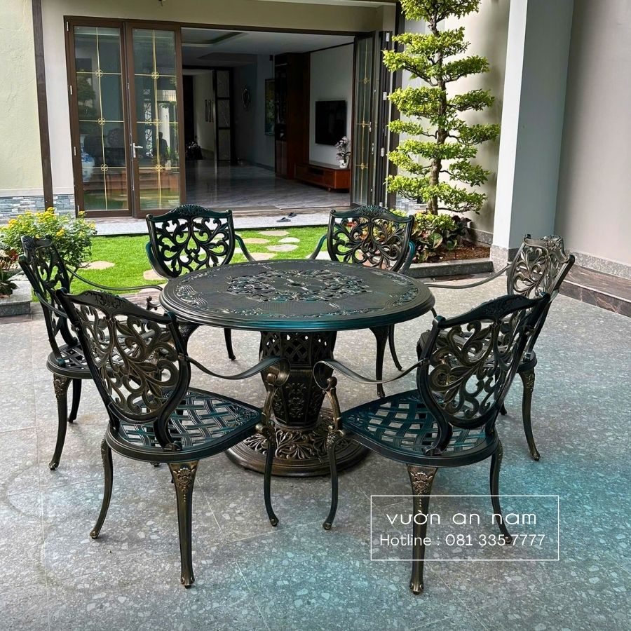Bộ bàn ghế sân vườn BG-TN bàn tròn 6 ghế